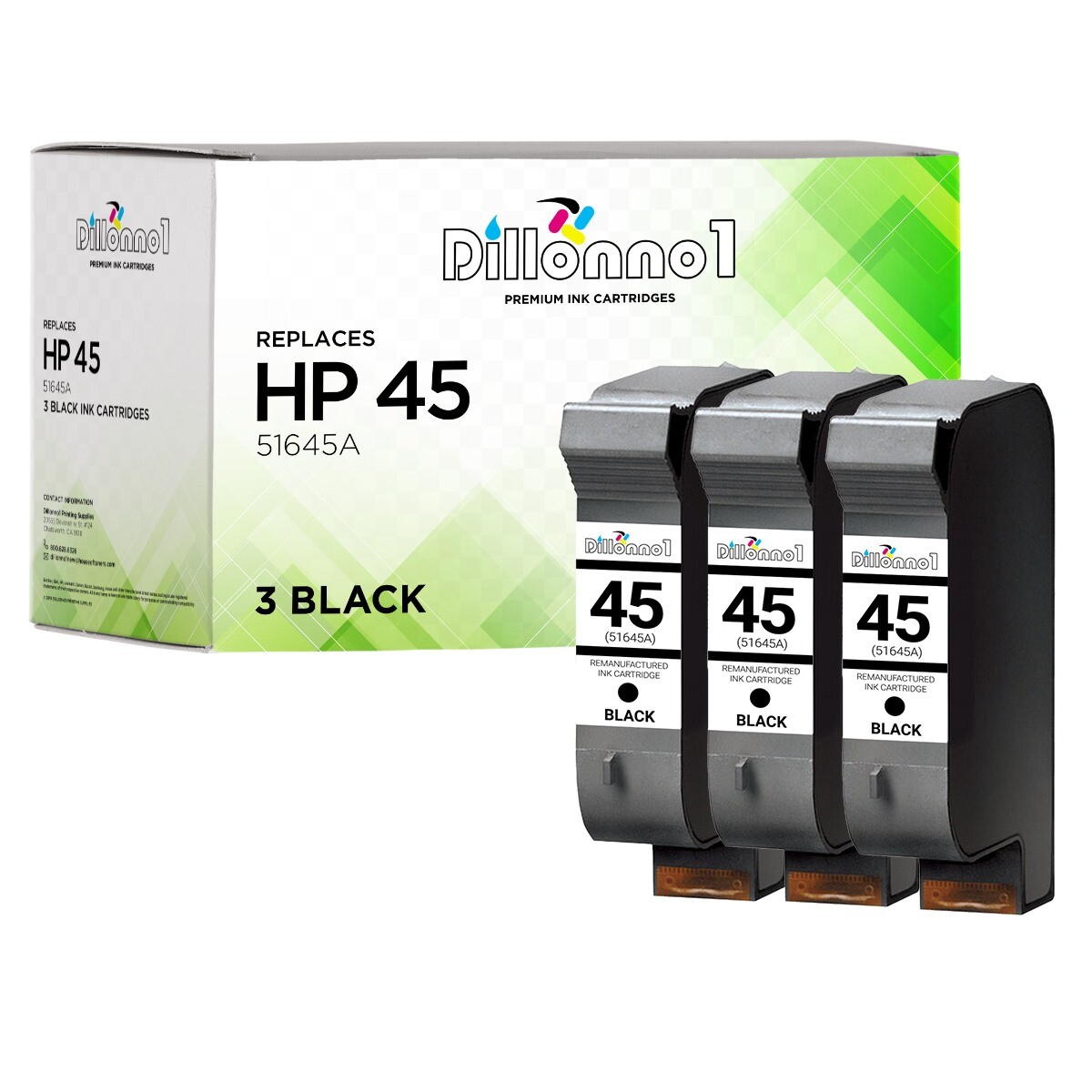 3PK Ink Cartridge Replaces HP 45 For HP45 For HP 51645A Black Ink Cartridge 42ML