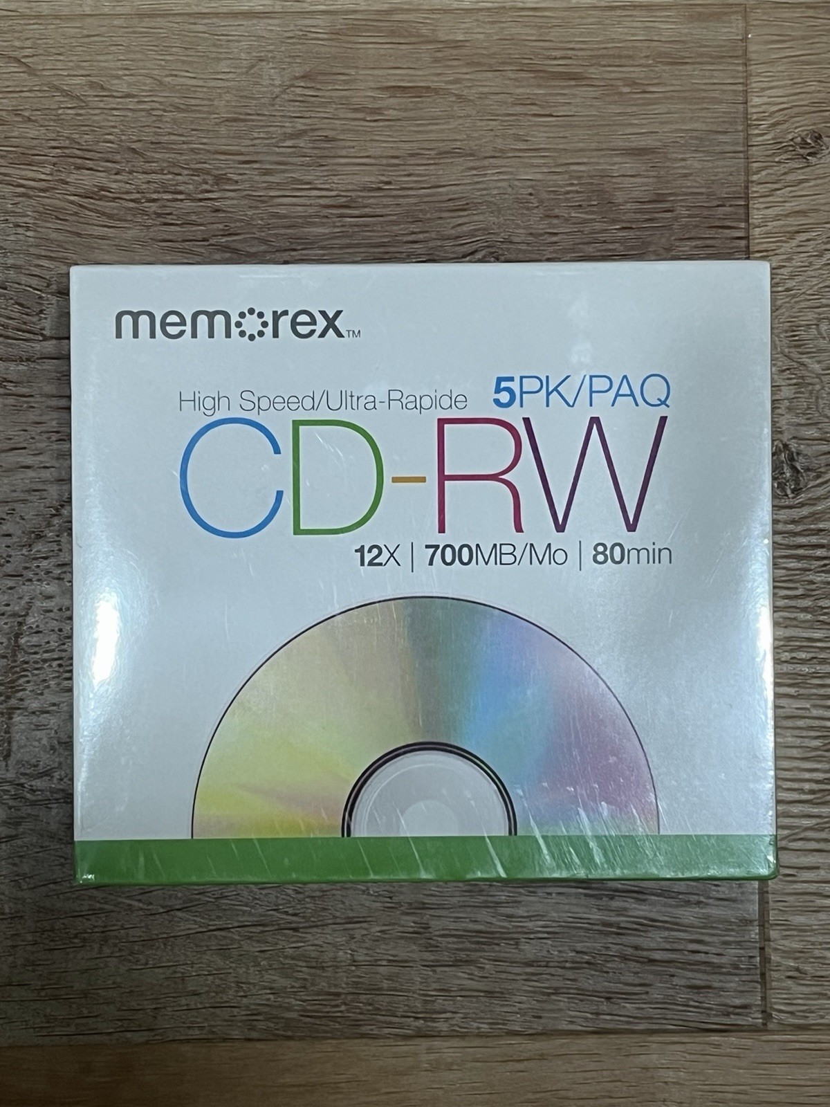 NEW 5 PACK OF MEMOREX 12X 700MB 80 MIN CD-RW DISKS CDS