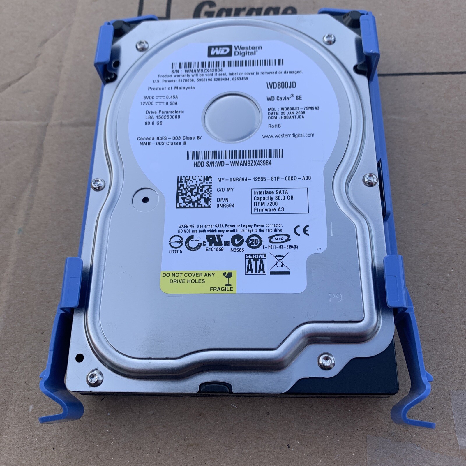 PC Western Digital WD800JD-75MSA3 CN-0NR694 80GB 7.2K RPM 3.5" SATA Hard Dr