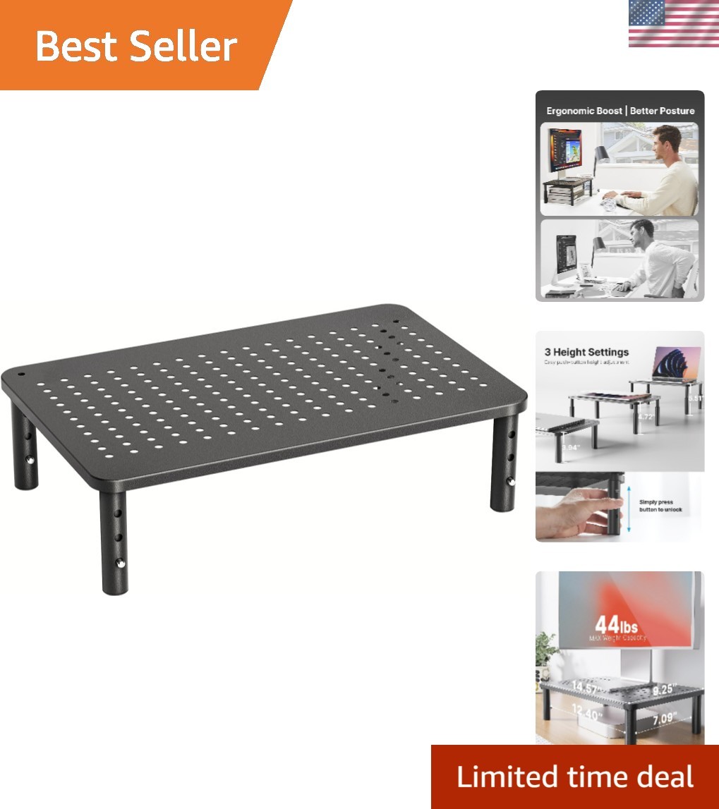 Multi-Functional Monitor Stand with Airflow for Laptops and Printers - 3 Heights