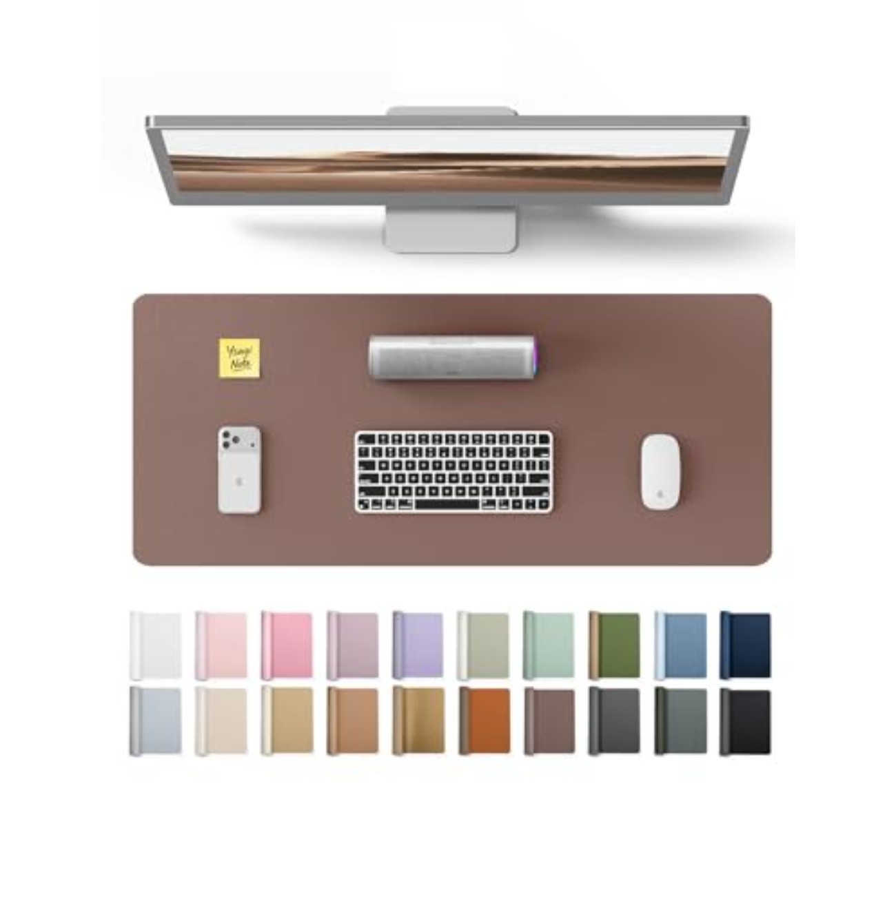 Desk Pad 23.6 In X 13.8 In Pu Leather Chocolate Rectangular Waterproof Non Slip