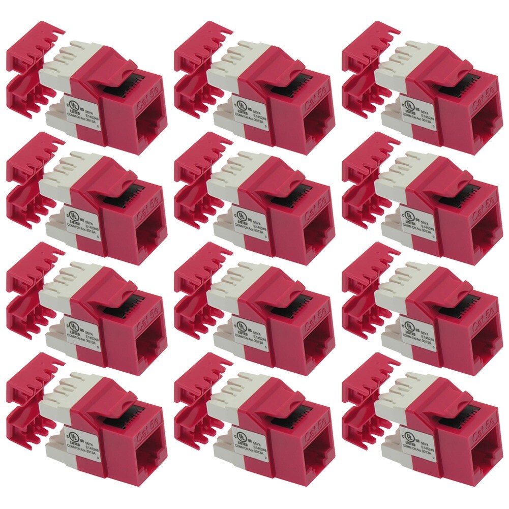 12x Cat5e RJ45 Network LAN Ethernet Keystone Jack 180° Degree 110 Punch Down Red
