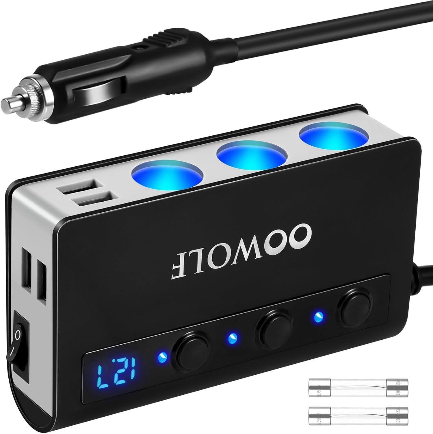 7 in 1 Car Power Splitter USB Charger Fast Charge 180W Cigarette Lighter Adapter