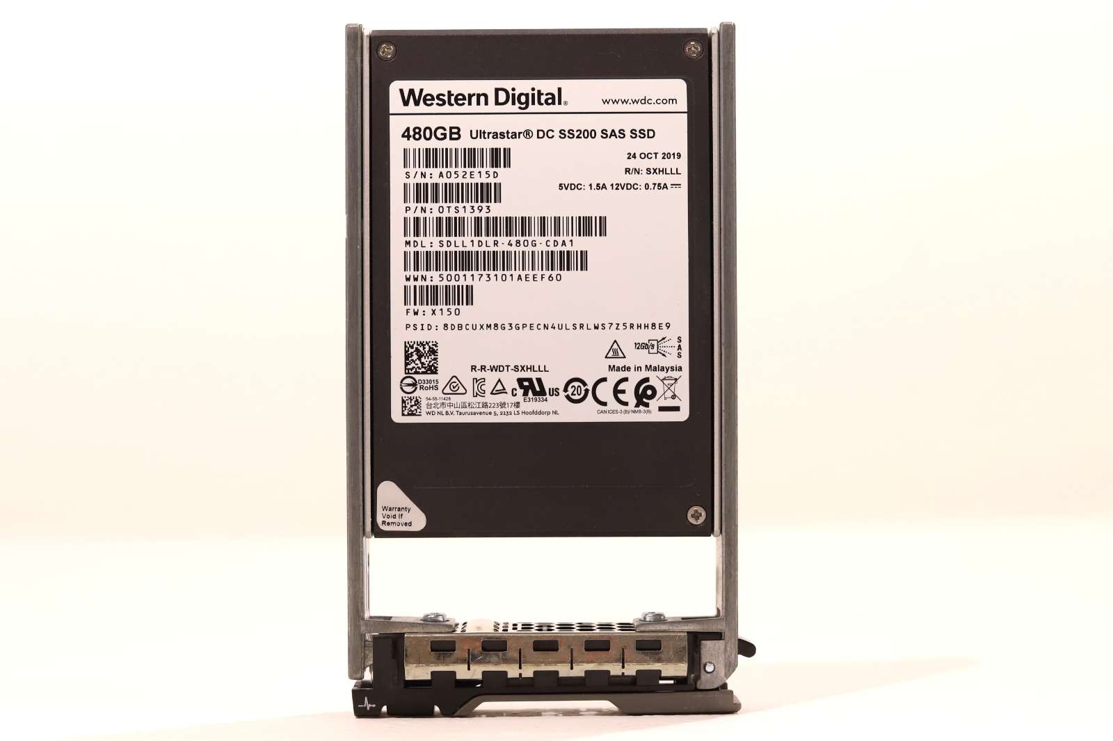 WD SDLL1DLR-480G-CDA1 480GB 2.5" 12Gb/s SAS SSD W/Caddy P/N: 0TS1393 Tested