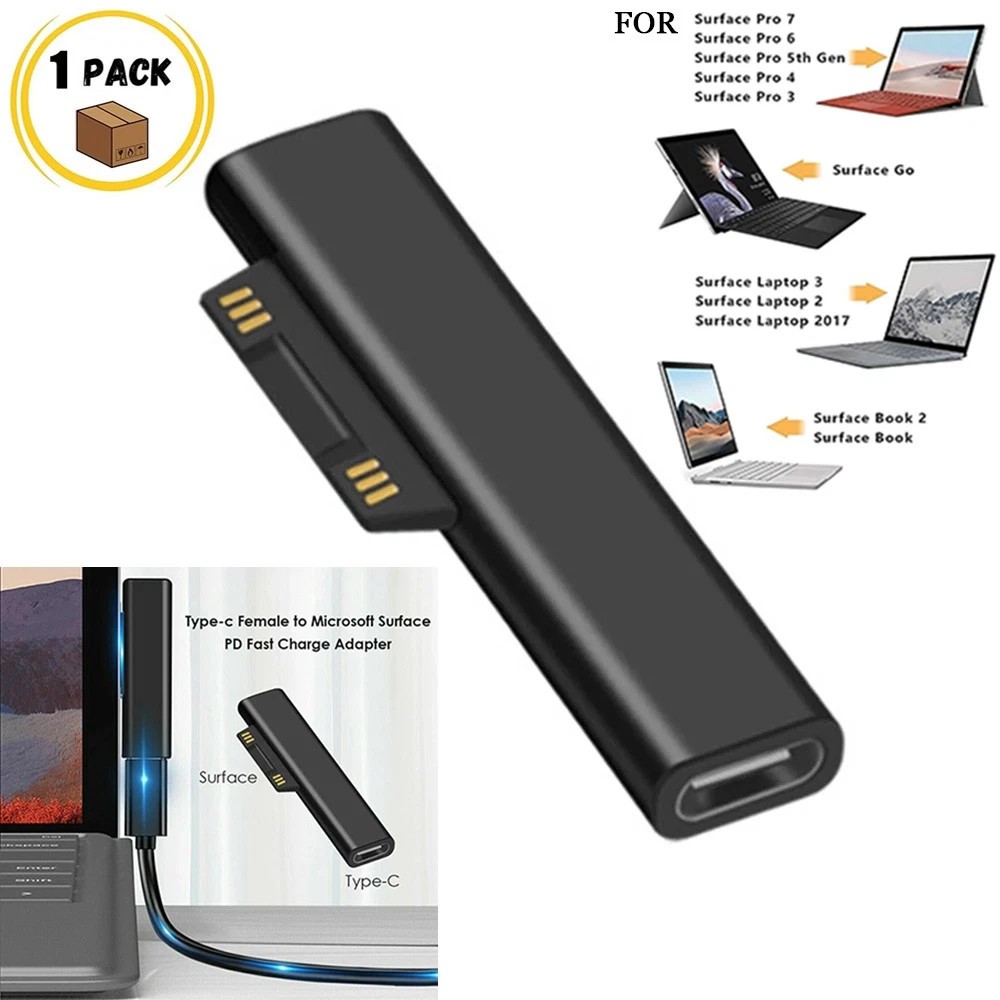 USB Type C PD Converter Charger Adapter for Microsoft Surface Pro 3/4/5/6/7/8 Go
