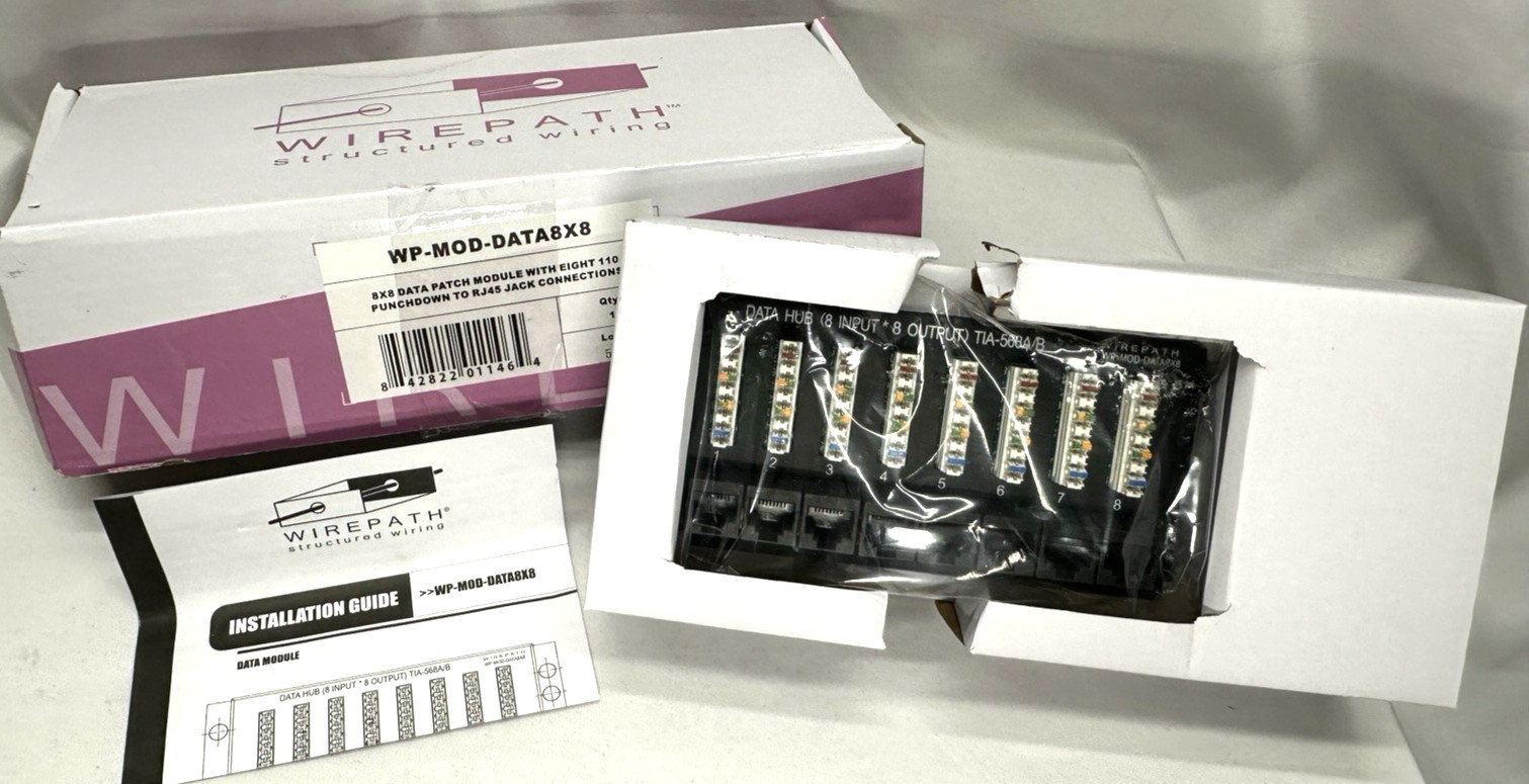 Wirepath Data Patch Module WP-MOD-DATA8x8, 110 punchdown to RJ45 Jack Connection