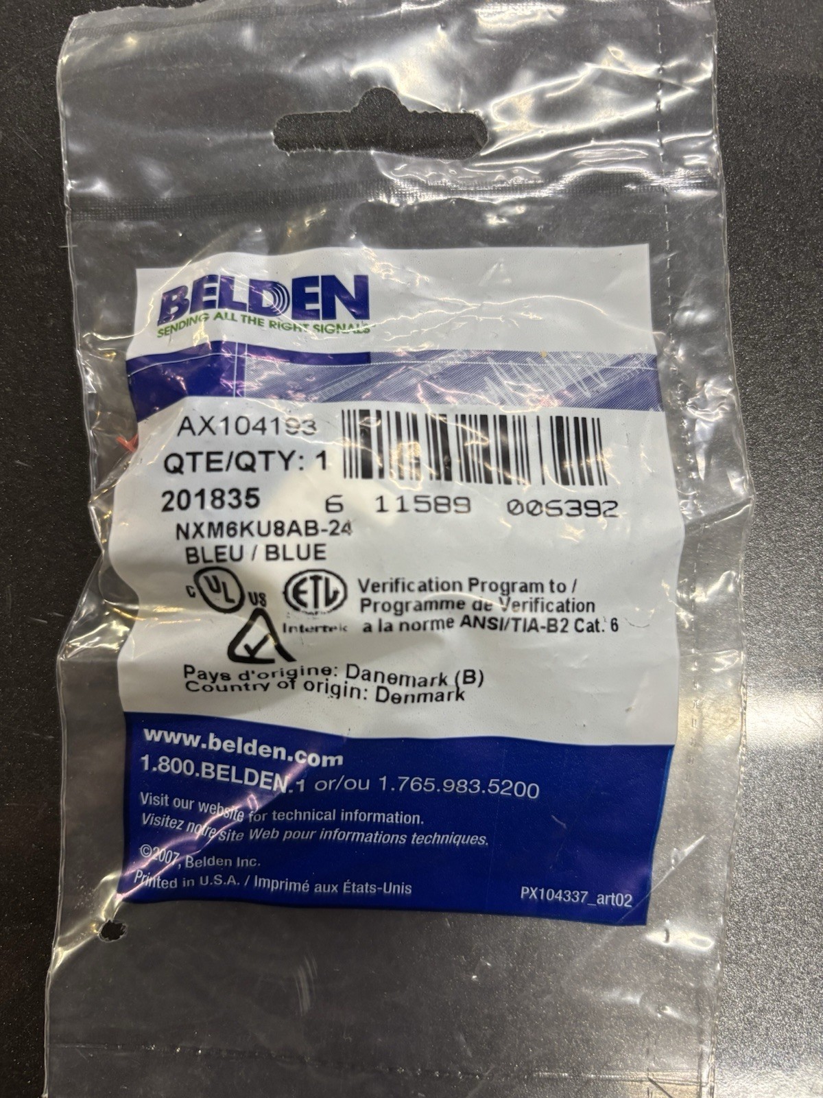 Belden AX104193-B24 Cat6 RJ45 KeyConnect Jack Module Blue