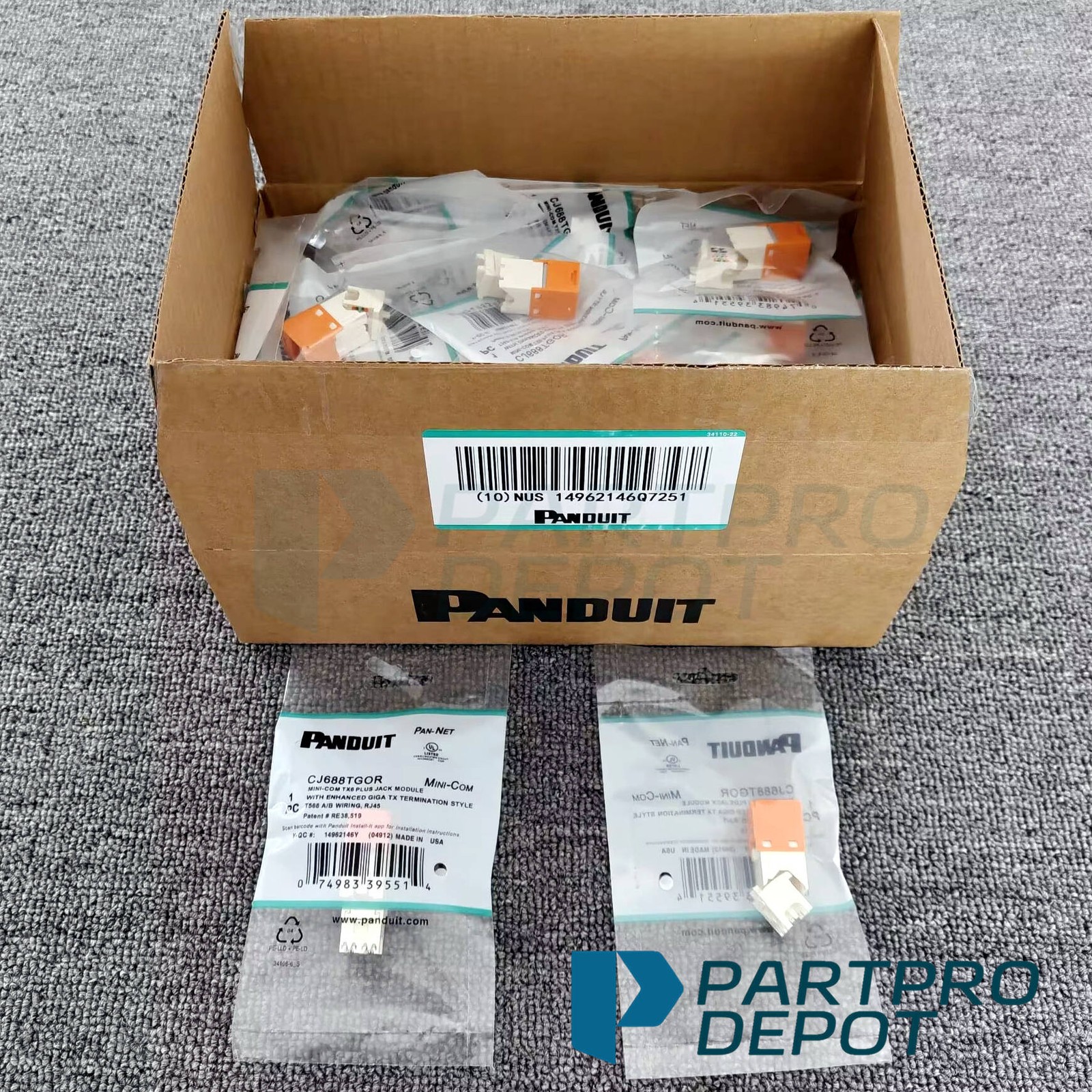(BOX OF 50) For Panduit NetKey CJ688TGOR Cat6 Jack Module Orange