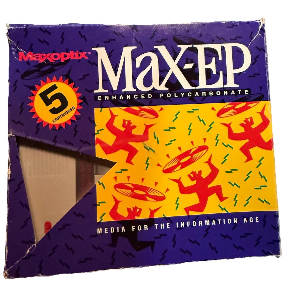NEW Maxoptix MAX-EP Polycarbonate Cartridges 1.3GB 1024b/s RW 2015385RW-5 Pk VTG