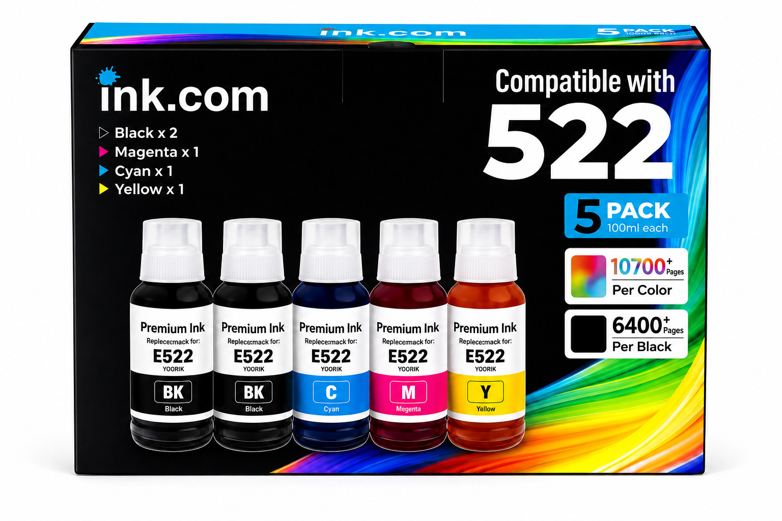 Compatible Epson 522 High Capacity Ink 5 Pack Compatible ET-2803,2800,2720,4800