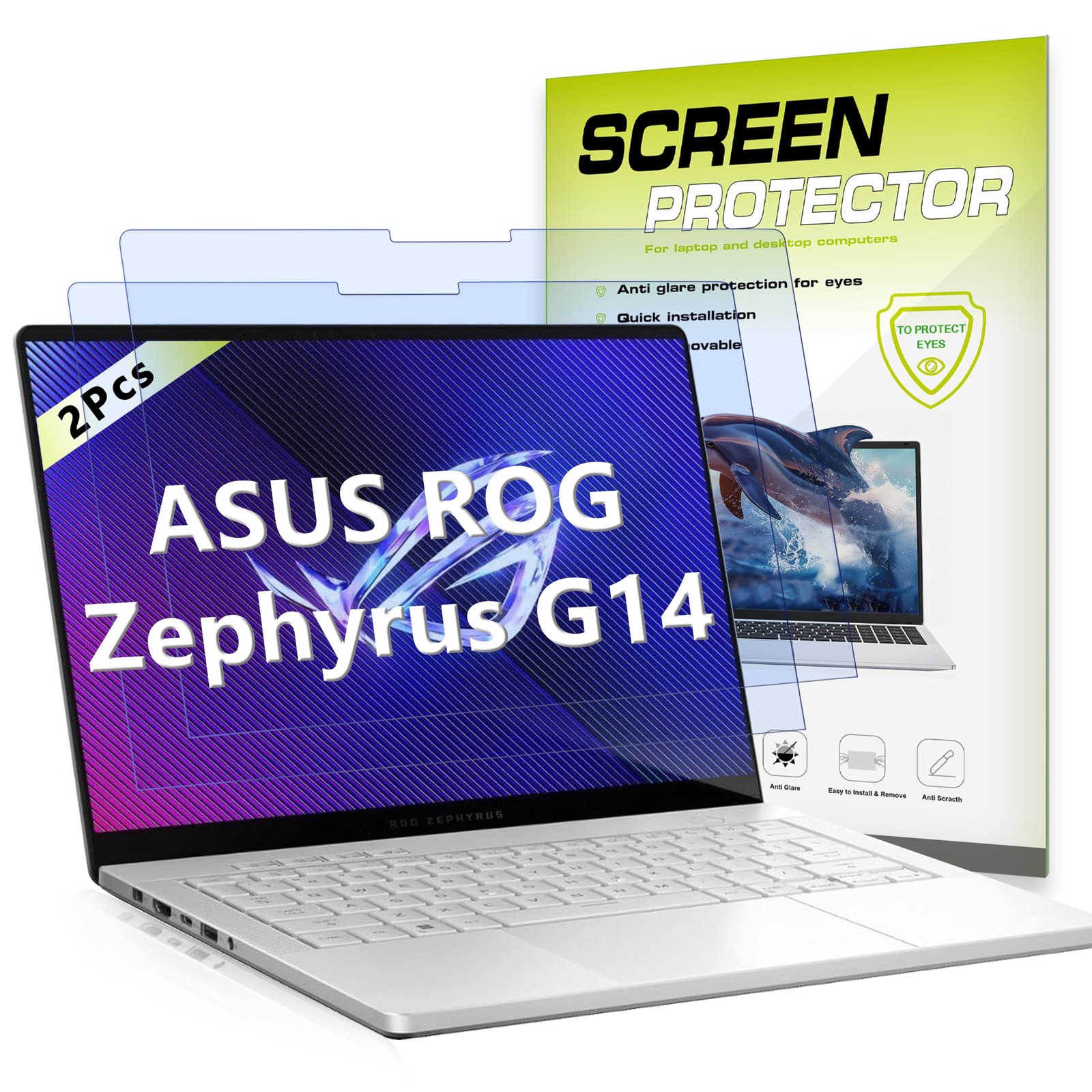 2Pcs Anti Blue Light Screen Protector ASUS ROG Zephyrus G14 GU405 GA403 14" |...
