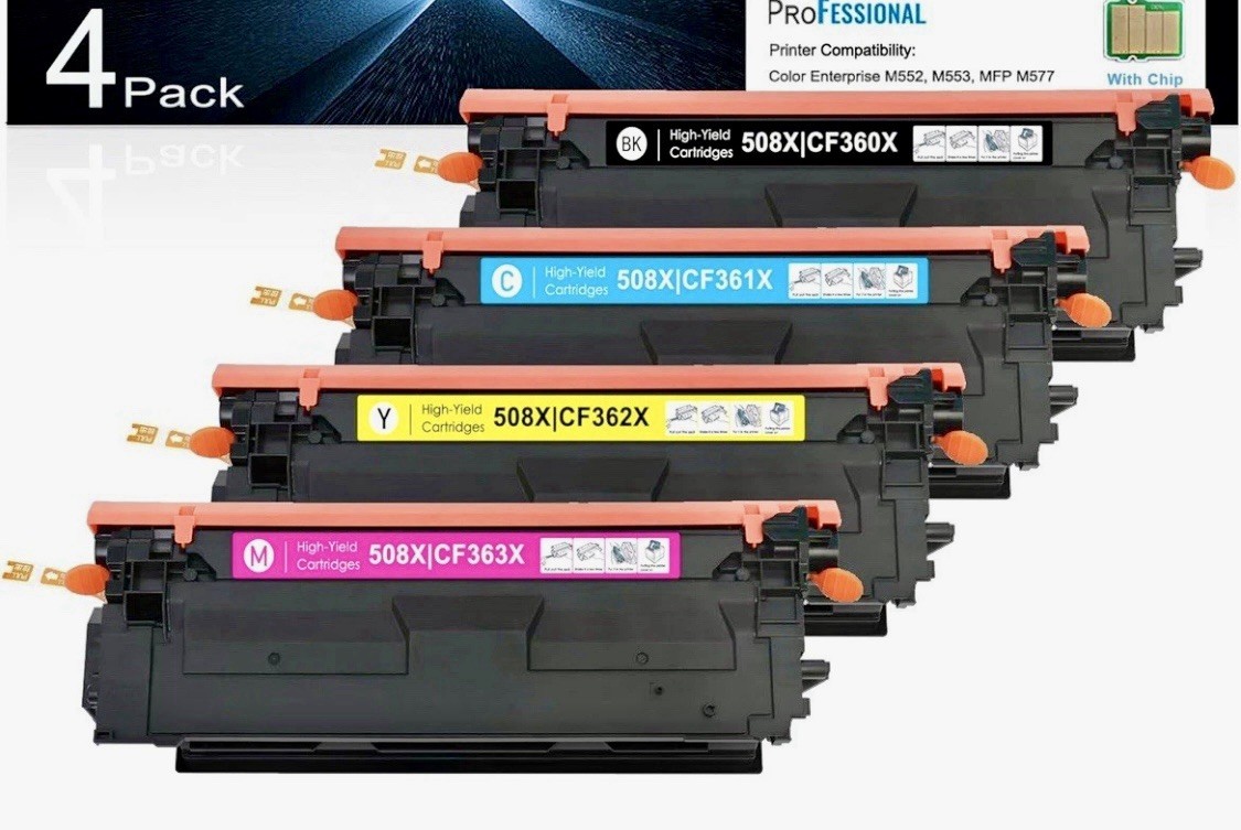 508X 508A Toner Cartridges Set 4 PK. Compatible Replacement For HP 552dn/M553dn