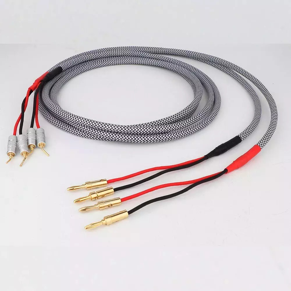 Pair 4N OFC HiFi Audio LoudSpeaker Wire With HiFi Banana plug for Amp DVD player