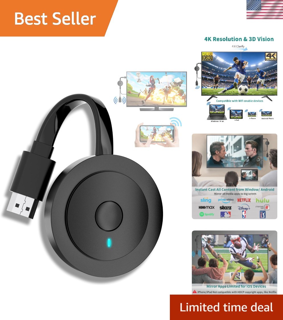 4K WiFi HDMI Adapter - Connect Your Laptop, Tablet, or Smartphone Effortlessly