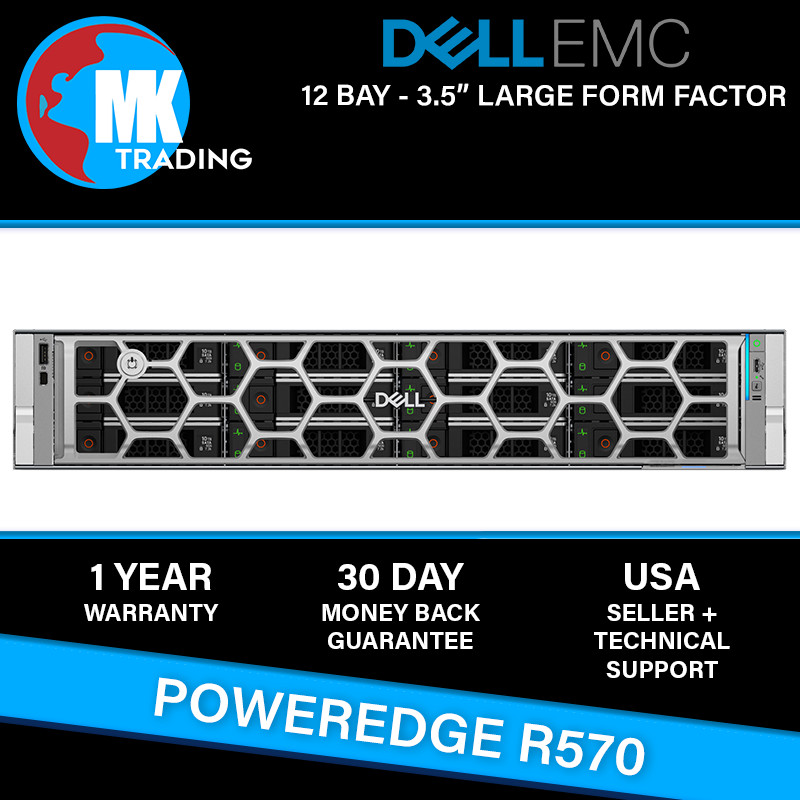 Dell PowerEdge R570 12-Bay LFF 2U 24-Core 128GB DDR5 H965i 2x960GB NVMe CTO