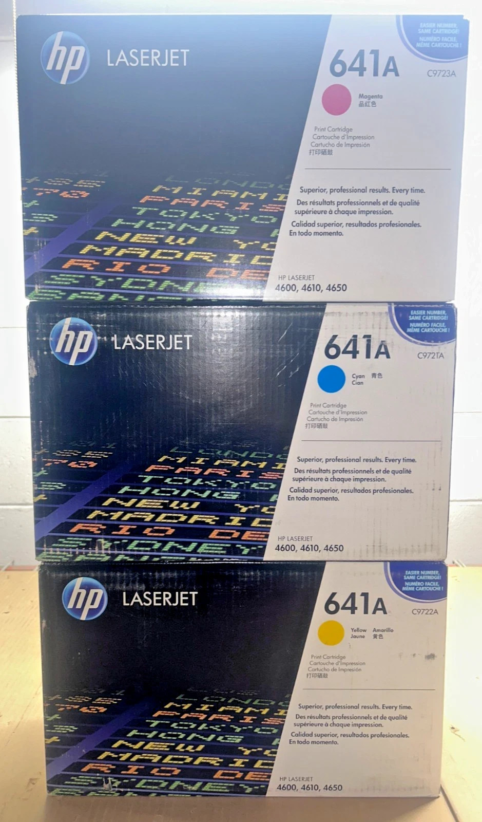 Genuine HP LaserJet C9721A Cyan C9722A Yellow C9723A Magenta 641A Toner 3 Pack