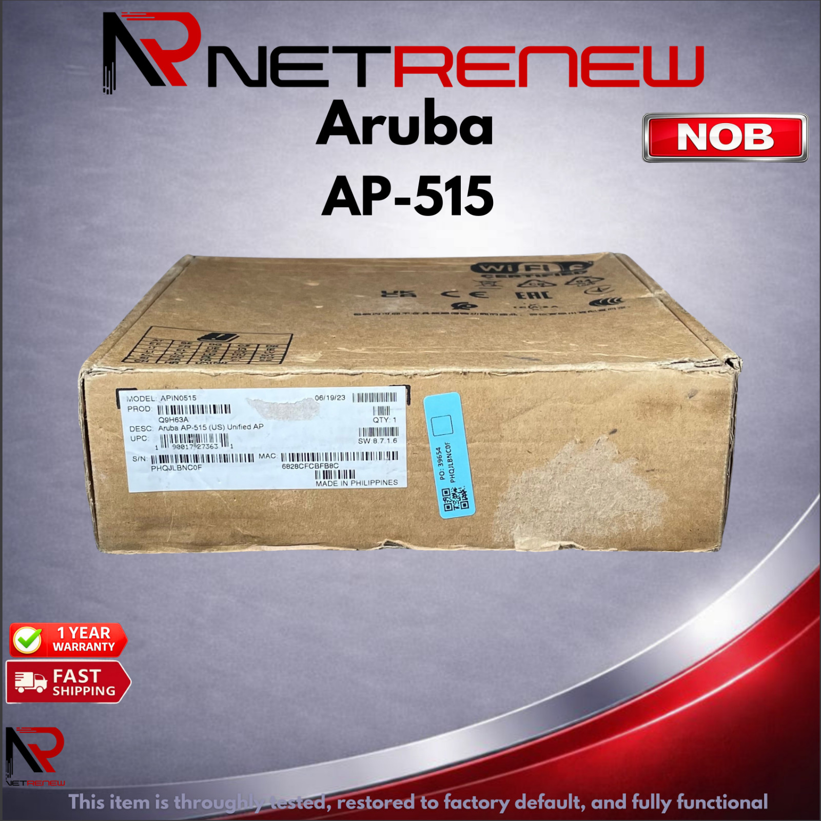 NOB Aruba AP-515 Wi-Fi 6 Indoor Access Point