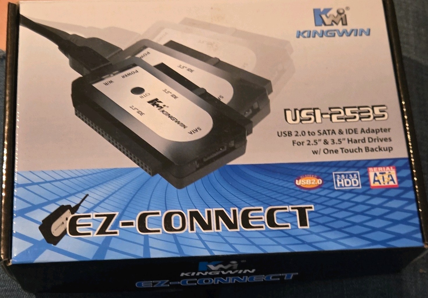 Kingwin EZ-Connect USI-2535 USB 2.0 SATA & IDE Adapter One Touch Backup Black A3