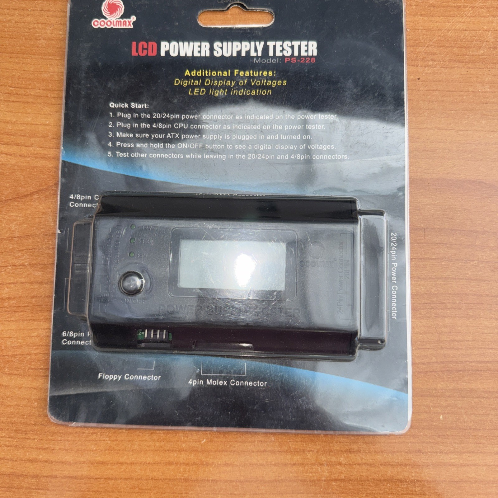 COOLMAX LCD POWER SUPPLY TESTER  PS-228