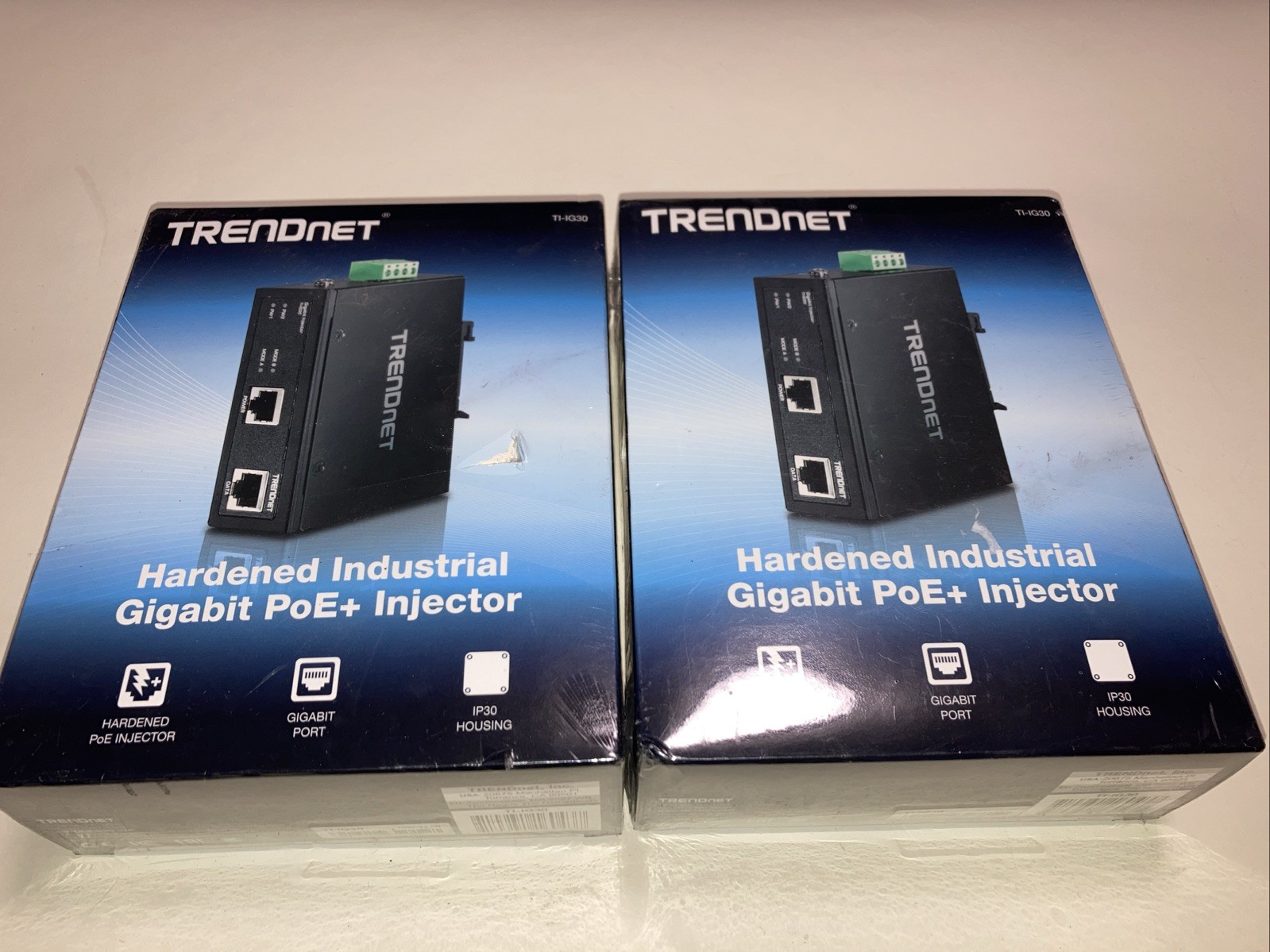 Lot of 2 TRENDnet TI-IG30 Hardened Industrial Gigabit PoE+ Injector NEW