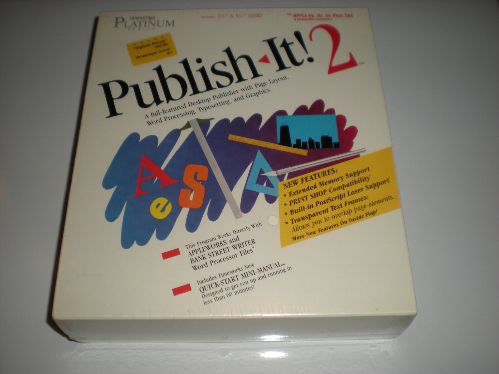 Timeworks Publish-It 2 desktop publishing for Apple 2c, 2GS, 2e. New. Old stock