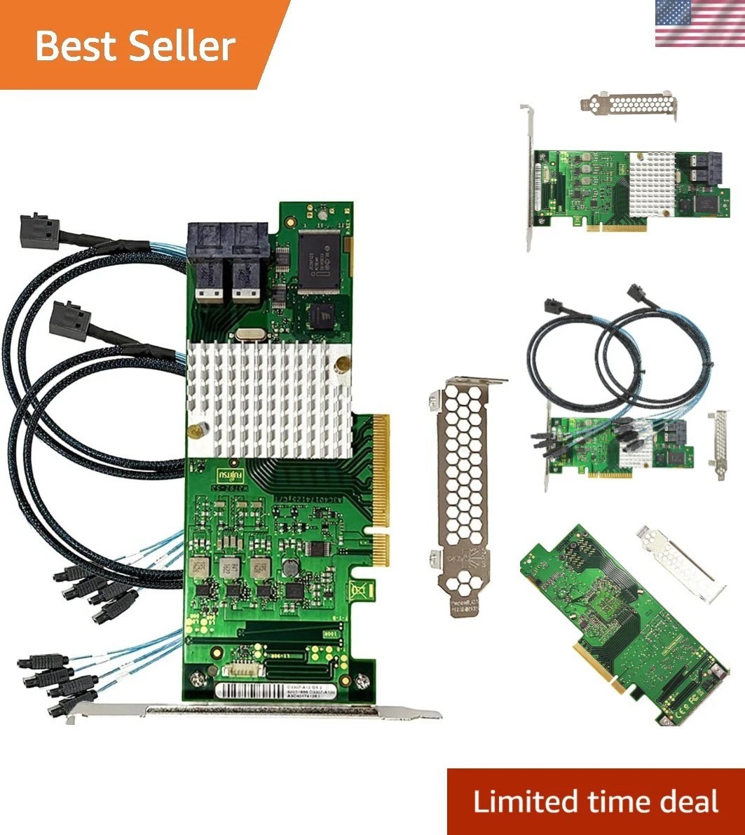SAS HBA Card Compatible with LSI 9211-8i & 9300-8i IT Mode with SATA Cables