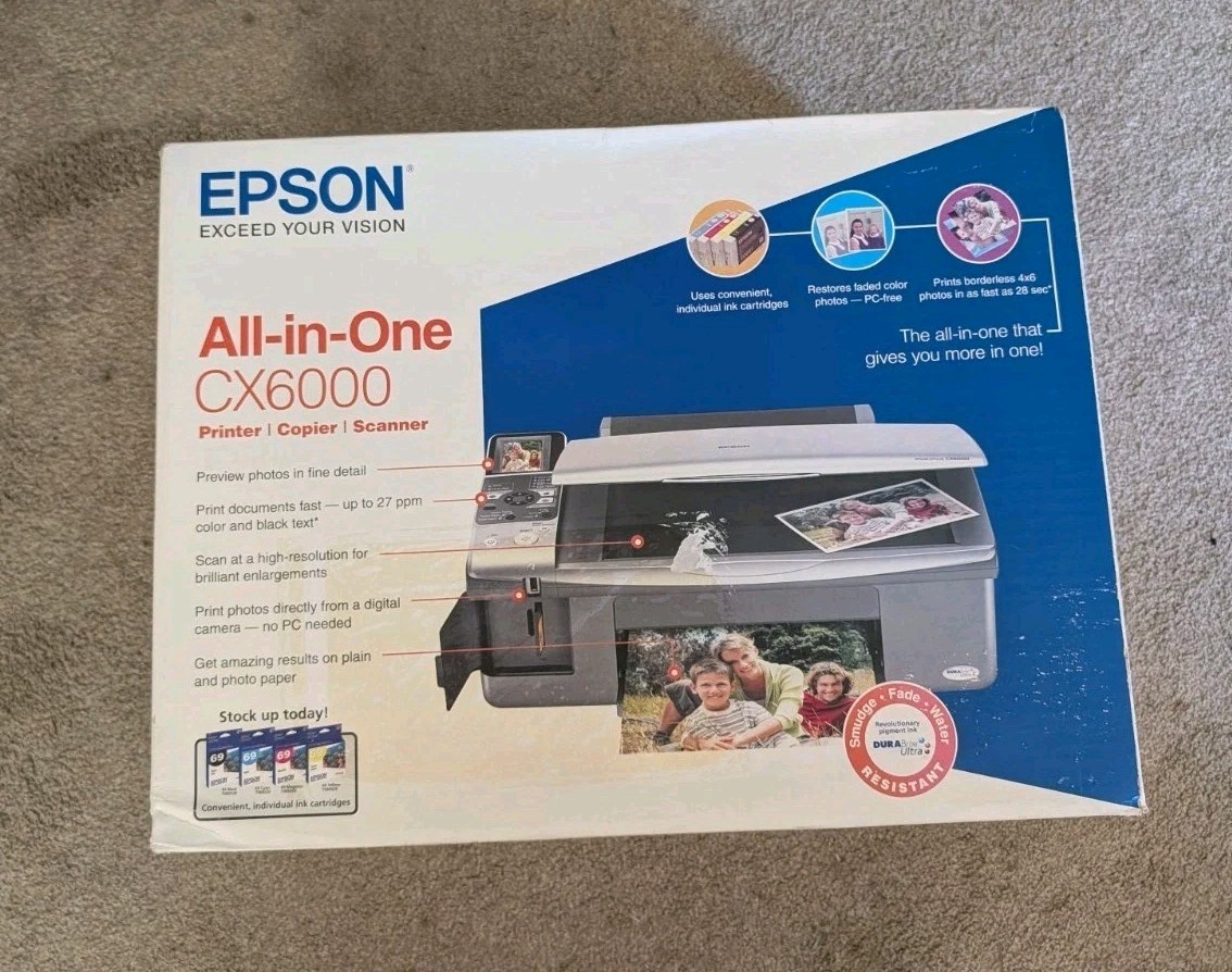NEW Epson Stylus CX6000 All-in-One Inkjet Printer Color Scanner Copier Unopened