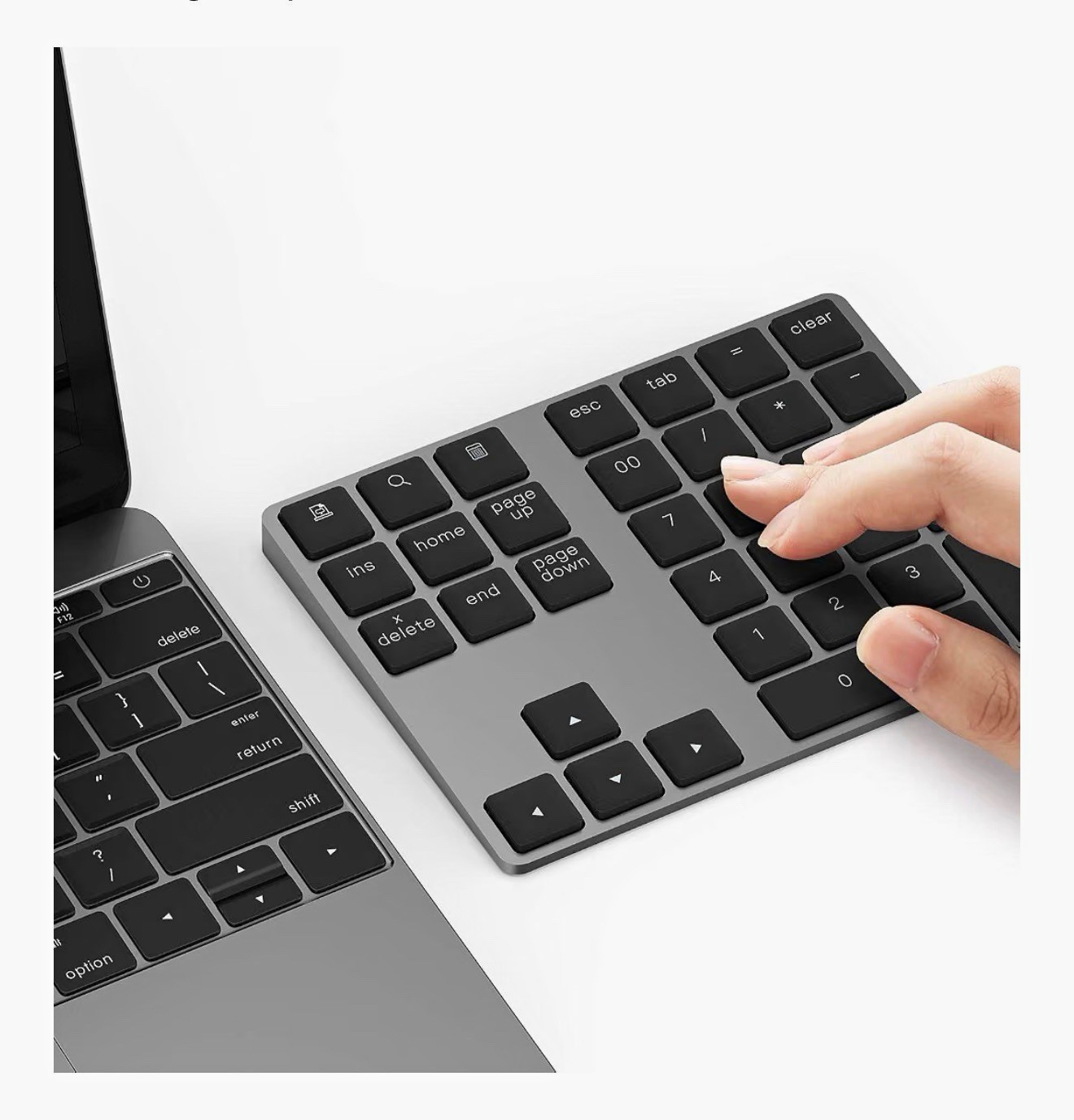 LEKVEY 34-Key Numeric Keypad External Number Pad, Gray, English QWERTY