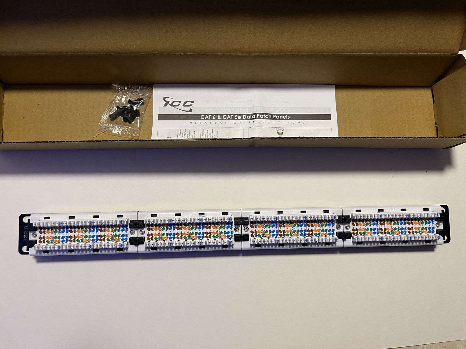 ICC ICMPPO2460 24-Port Cat 6 Patch Panel 1U Rack Mount RJ-45 Ethernet
