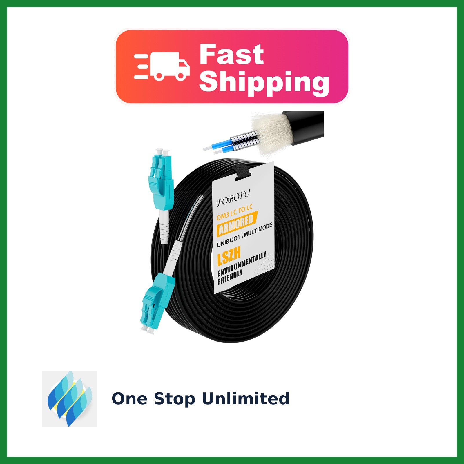 Foboiu Fiber Optic Cable, Size 75M, Style 1 Pack, Color Black