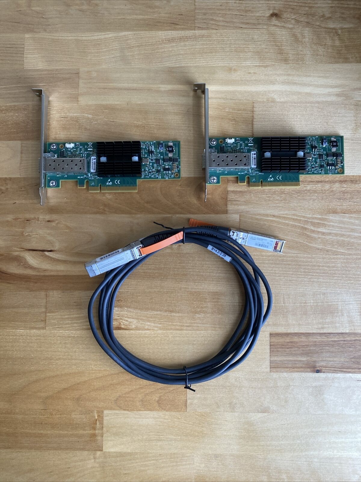 2 x Mellanox ConnectX-2 Single Port SFP+ 10GBe Ethernet NIC - MNPA19-XTR + Cable