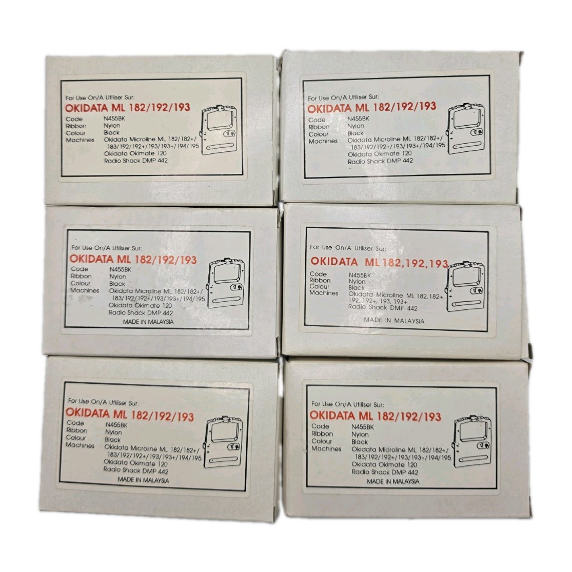 6 Okidata Microline Ribbon ML 390/391 182/182+/183/192/192+/193/193+/194/195