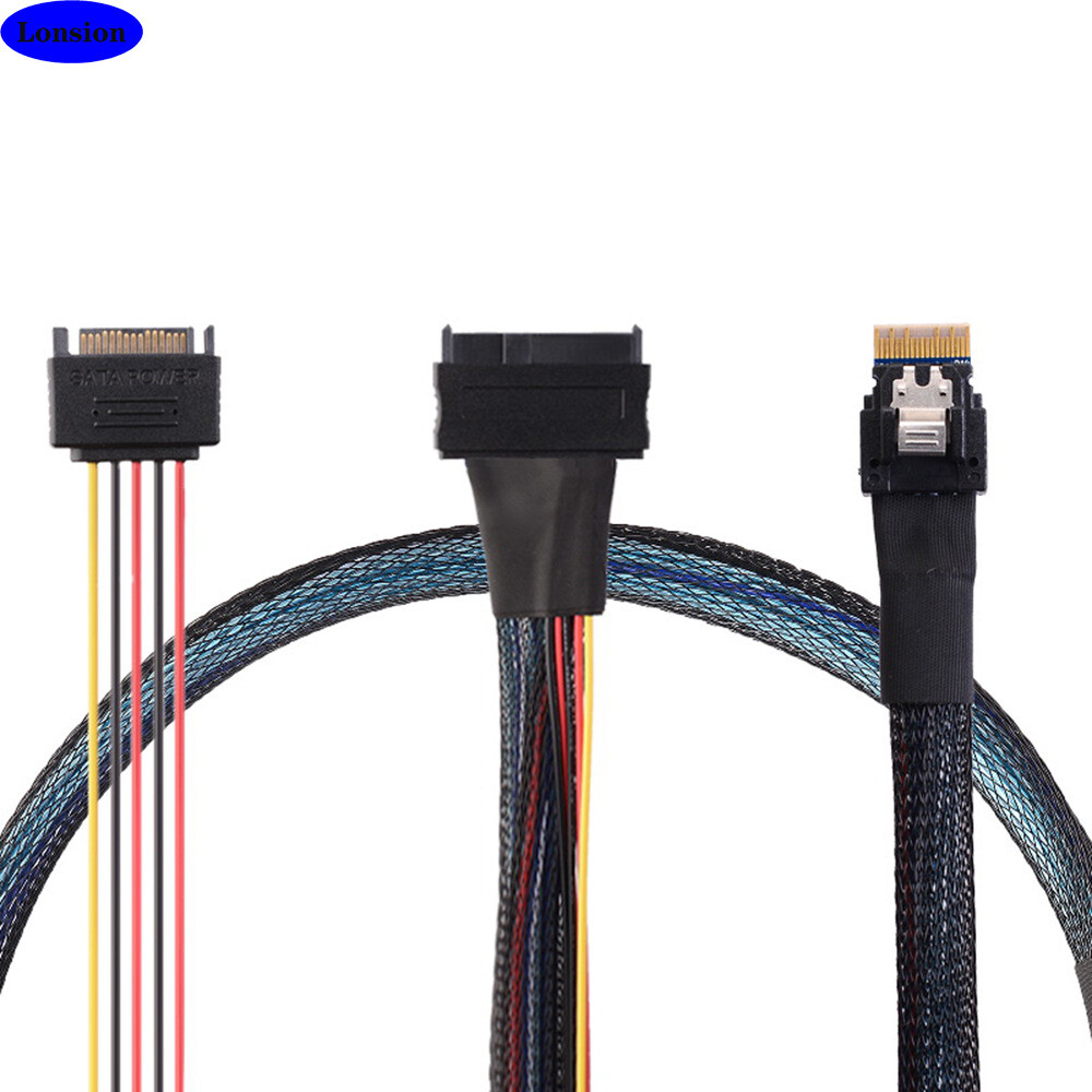 Mini Slim line SAS SFF-8654 4I 38P To SAS 8639 U.2 Adapter Cable with SATA15P