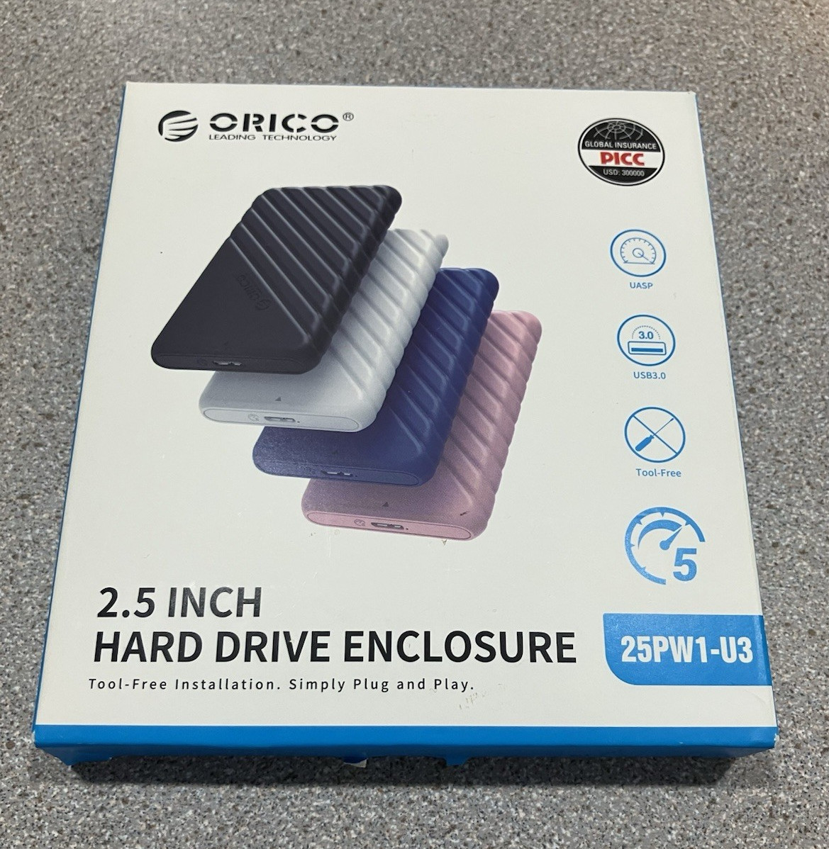 ORICO 2.5in HDD Enclosure Case USB 3.0 Tool-Free Black 25PW1-U3