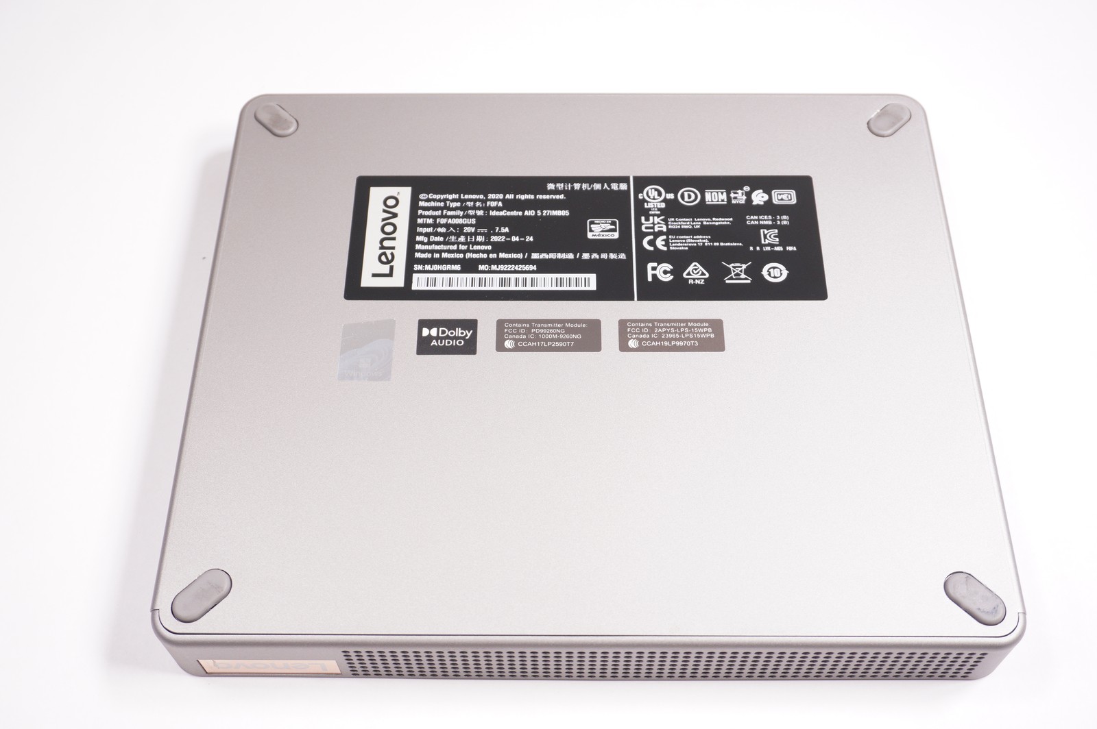 5M10U49876 Lenovo Bottom Base Cover Grey F0FA008GUS ideacentre AIO 5-27IMB05