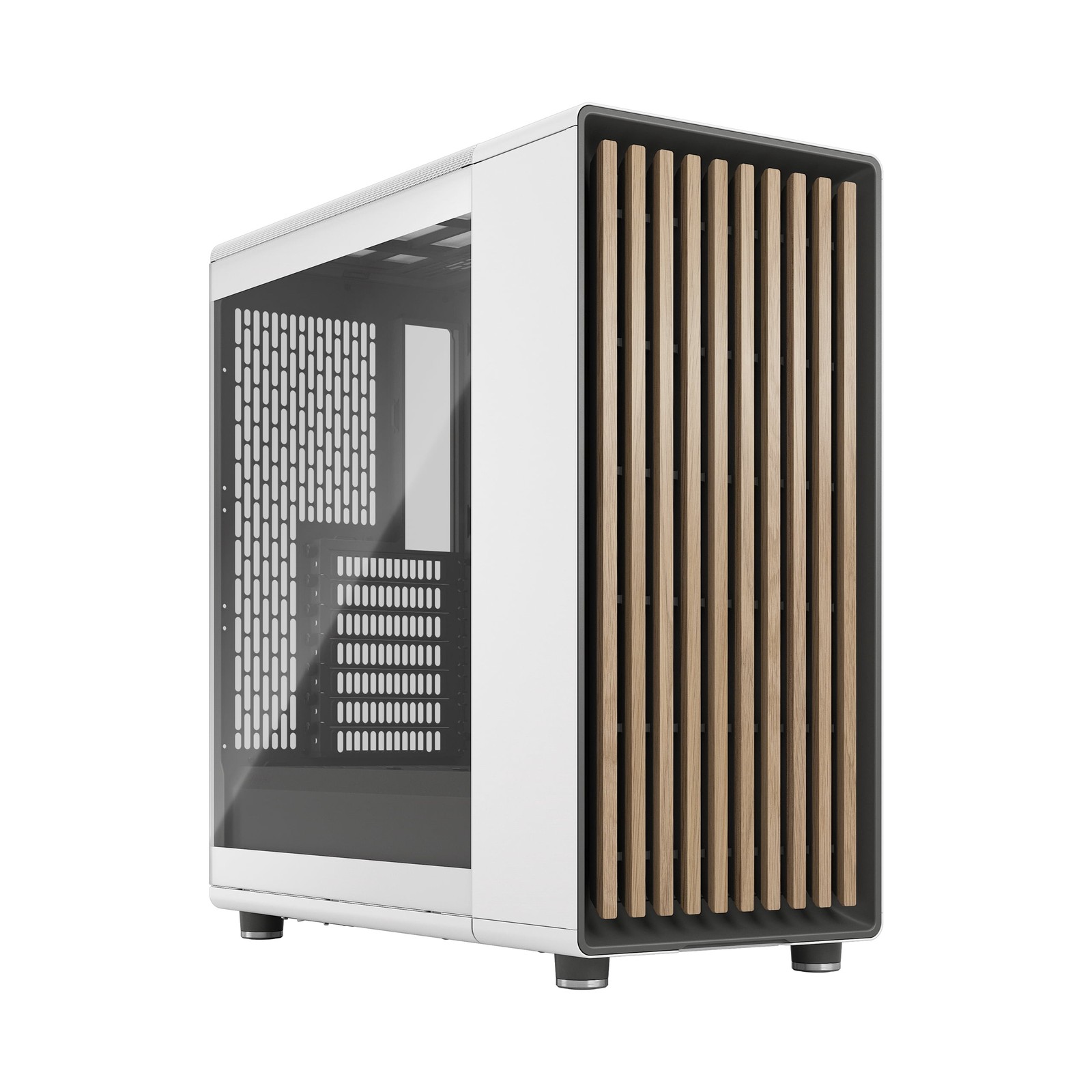 Fractal Design North Mid-Tower PC Case with Oak Front, Clear Tempered Glass Side