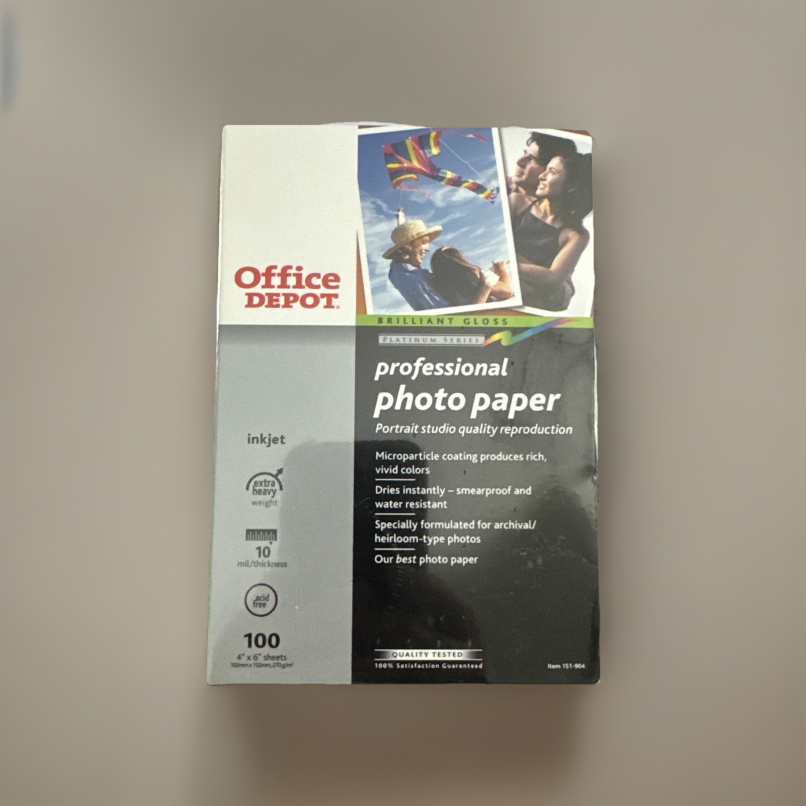NEW 100 Sheets Office Depot Professional Photo Paper Gloss 4" x 6" 10 mil/