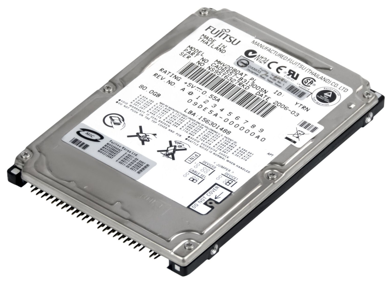 HARD DRIVE FUJITSU 80GB MHV2080AT 4.2K 2MB ATA 2.5''