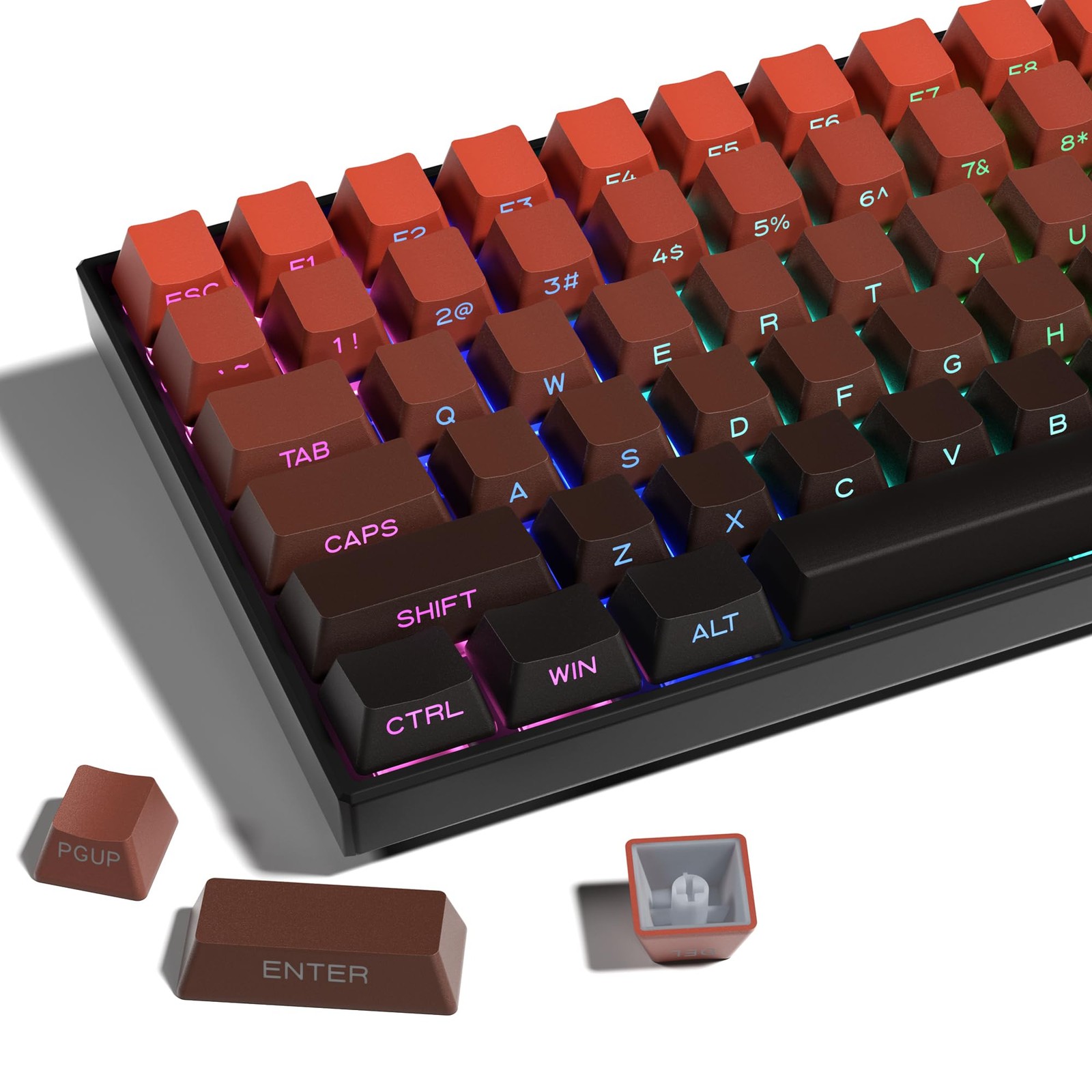 XVX Gradient Red Double Shot PBT OEM Profile SidePrint Custom Keycaps 136 Pcs
