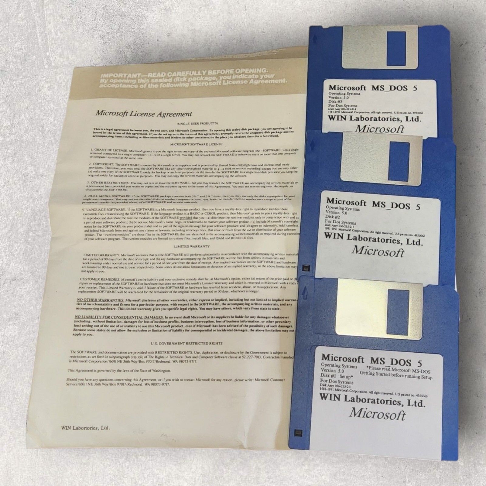 Microsoft MS-DOS Version 5.0 WIN Laboratories COMPLETE System Disk & Users Guide