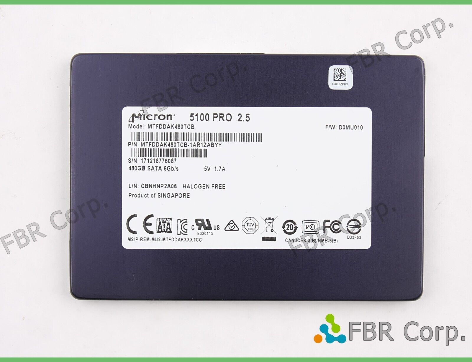 EXC+ Micron 5100 Pro 480GB SATA 6Gbs 2.5 Enterprise SSD MTFDDAK480TCB-1AR1ZAB