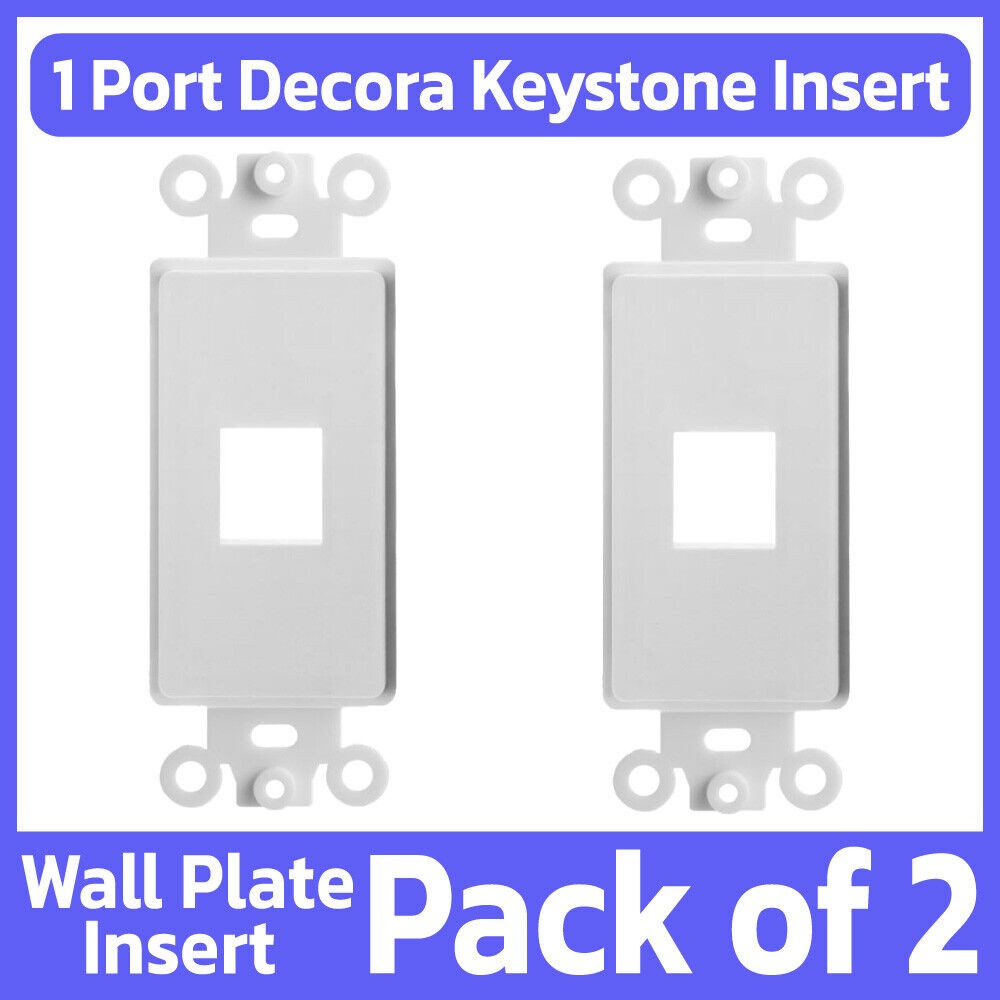 2 Pack Keystone Wall Plate Insert One Port 1 Keystone Jack Fits Decora Wallplate