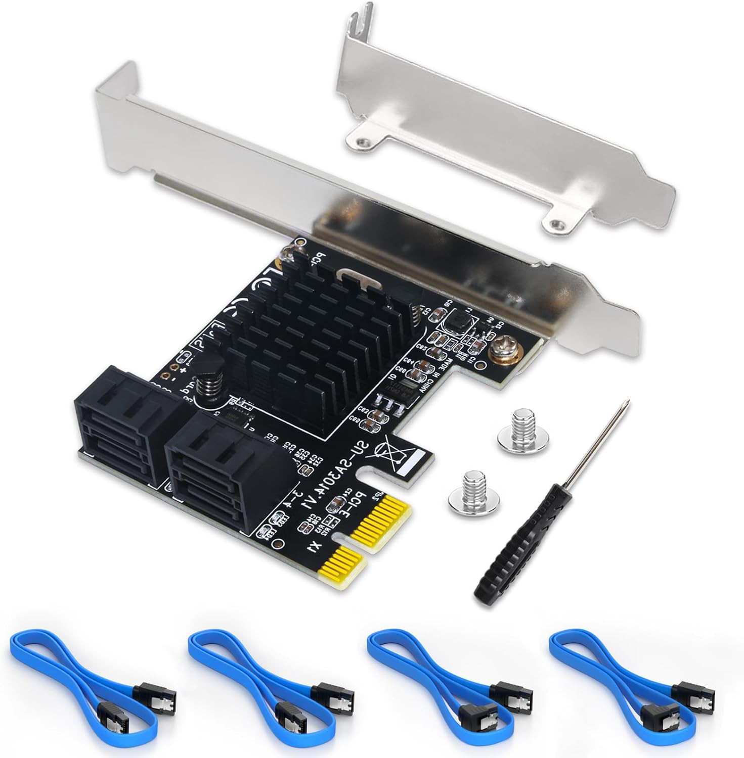 Pcie SATA Card 4 Port Expansion, 6Gbps SATA 3.0 Controller Adapter with 4 Cables