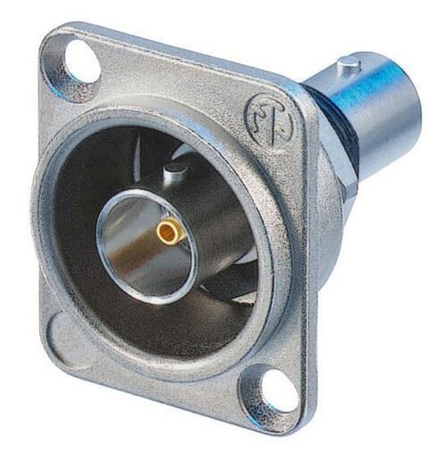 Neutrik Isolated BNC chassis connector, feedthrough in nickel D-shape NBB75DFI