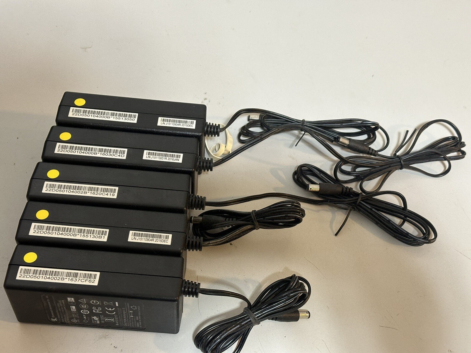 Lot of 5 ElemenTech Int'l. 12V DC 3A 2.1mm AC Adapter Power Supply A140-1120300N
