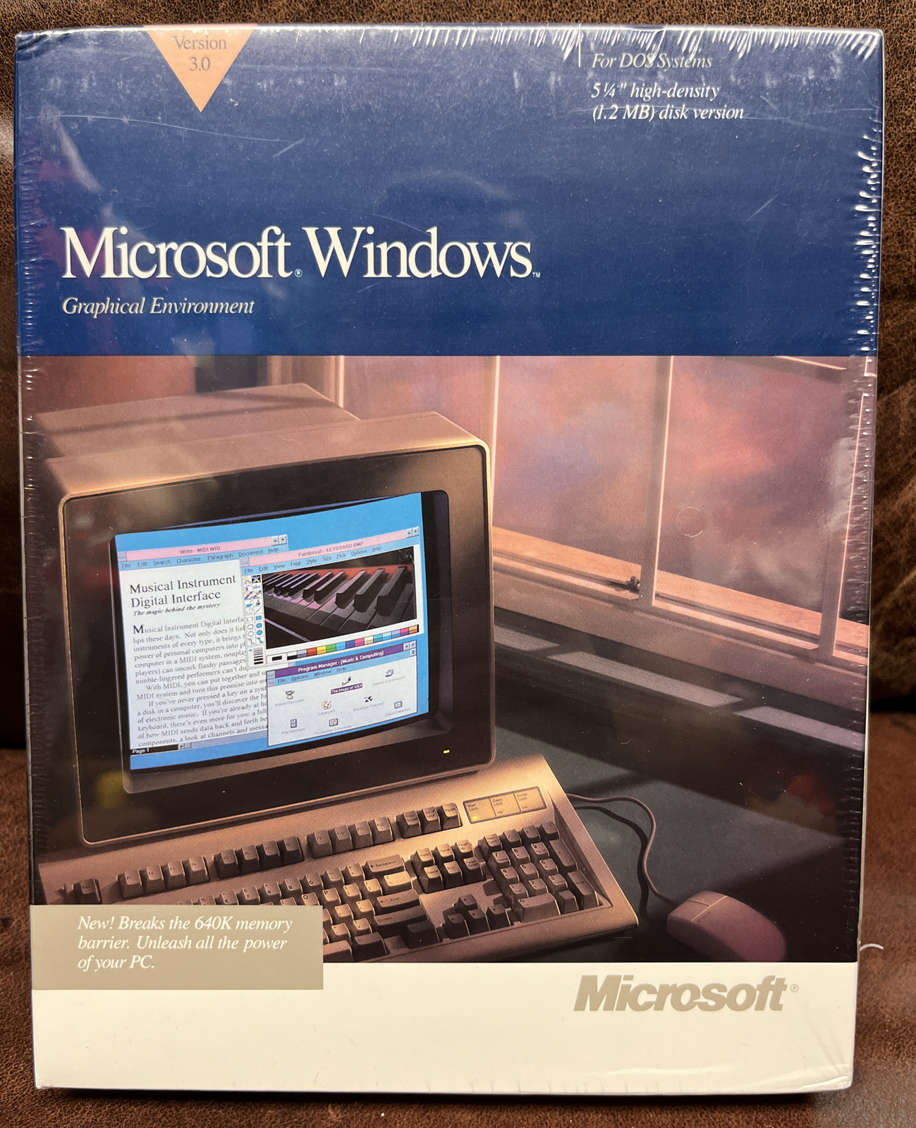 Microsoft Windows 3.0 NEW SEALED VINTAGE 5.25" Version for DOS Floppy Disk Rare