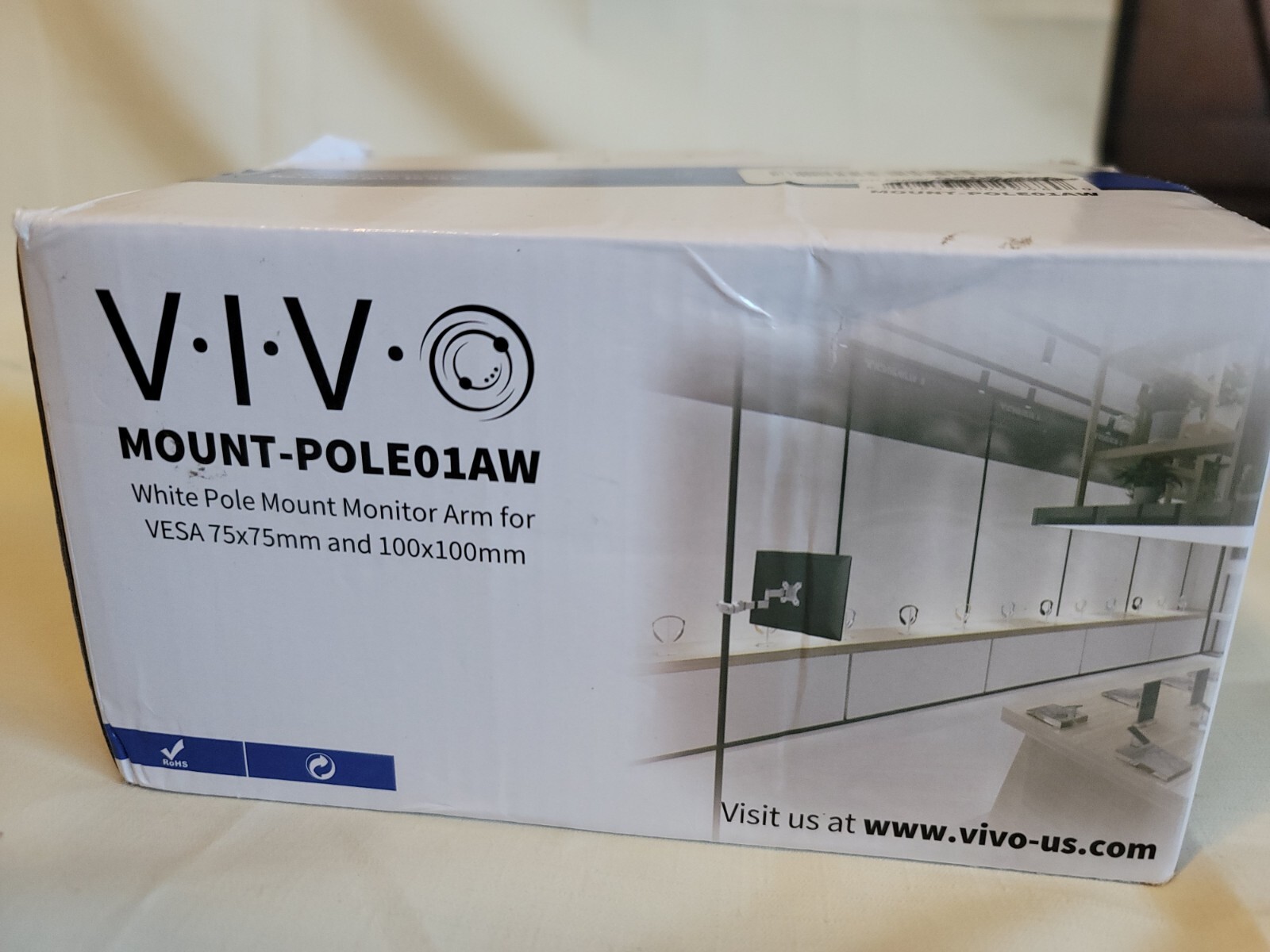 VIVO Steel Universal Full Motion Pole Mount Monitor Arm with Removable 75mm a...