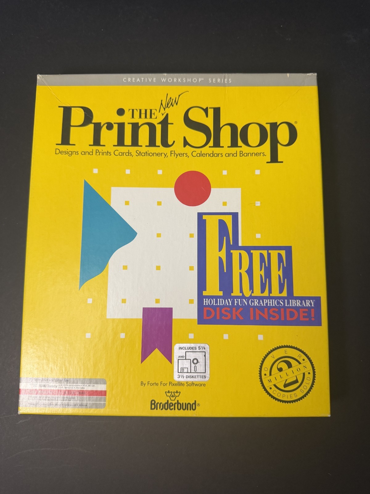 Vintage THE Print Shop Video Game OPEN BOX Broderbund Big Box 3.5 Floppy PC