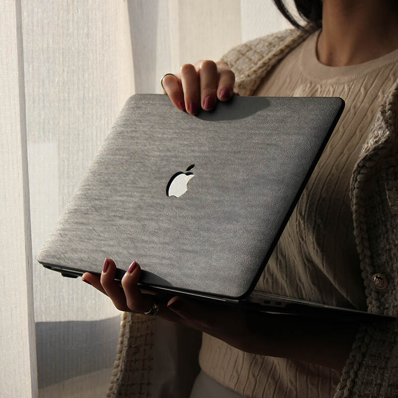 Black Litchi PU Leather Shell Case Cover For MacBook Air 13 15 Pro 13 14 15 16