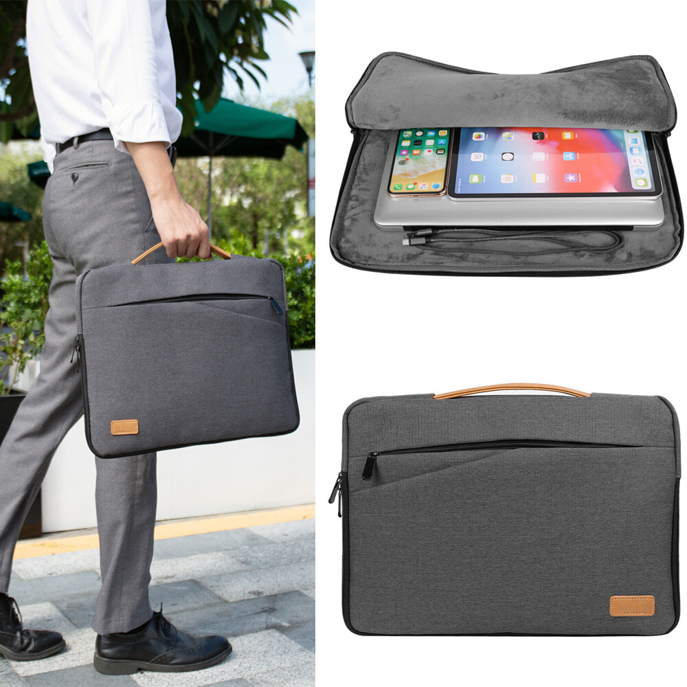 Gray Nylon Laptop Bag Travel Carry Briefcase For 13" Microsoft Surface Pro 9 / 8